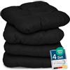 Beautissu Lisa Set di 4 Cuscini da Sedia - 40x40x8 cm - Cuscino di Seduta per sedie di Casa e Giardino, Imbottitura Comoda e Spessa - Nero