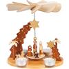 Brubaker Piramide Natalizia in Legno - Stella di Betlemme, Gesù, Maria, Giuseppe e Pastore - Modello da 22 cm per Natale - Elegante e Raffinata, per 4 Candeline da Tavolo - Dipinta a Mano
