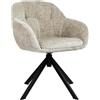 Duhome Poltrona lounge con braccioli in ciniglia, tavolo da toeletta, sedia da pranzo, sedia girevole a 360°, colore kaki