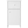 BM 4652 Armadietto Terra Autoportante da Bagno, Mobile Salvaspazio, MDF, 40x30x74cm, Colore Bianco, Bagno Cucina Corridoio, 1 Ante 1 Ripiano 1 Cassetto