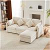 Wyibwy Divano moderno,divano componibile in tessuto cinigliato,sofa letto 3 posti,a quattro posti,divano angolare a L con poggiapiedi,divani,divani con penisola,216x161x81cm (Beige)