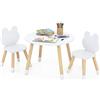 COSTWAY Set Tavolo e Sedie per Bambini, Tavolino e 2 Sedie a Forma di Rana con Gambe in Legno e Angoli Arrotondati, Set Mobili Salvaspazio per Bambini 3+ Anni per Cameretta Ragazzi (Bianco)