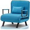 BAKAJI Poltrona Divano Letto Singolo Reclinabile 3 in 1, Sedia Convertibile in Chaise Lounge con Seduta Imbottita Morbida ed Ergonomica, Copertura Sfoderabile e Tessuto Traspirante (Blu)