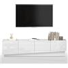 WHOUS Mobile Porta TV VELA per Soggiorno con 4 Ante e 2 Vani Interni, Mobile Tv per Salotto in Legno, 180x35x45,4 cm, Bianco Lucido
