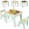 Clevich Tavolo bambini con 2 sedie, Tavolino bambini con Lavagna & Contenitore, Tavolo legno adatto dai 3 anni in su, Scrivania Multiuso per Cameretta, Mobili per Cameretta e Stanza Giochi, Verde