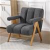 chairus Poltrona da Salotto in Tessuto Poltroncina Relax con Braccioli Sedia Imbottita con Struttura in Legno Poltrona da Lettura per Soggiorno/Camera da Letto/Studio, Grigio