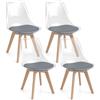 RELAX4LIFE Set di 4 Sedie da Pranzo Trasparenti con Seduta Ergonomica e Gambe in Legno di Faggio, Stile Scandinavo Moderno, Antigraffio, per Cucina e Soggiorno, Cuscino Incluso, 52x47x81cm (Grigio)
