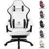 Dowinx AONELAS Dowinx - Sedia da gaming in pelle PU traspirante, con cuscino a molle insacchettate, sedia ergonomica per computer con supporto lombare massaggiante, girevole, regolabile, con poggiapiedi