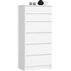 AKORD Cassettiera K60 con 6 Cassetti | Credenza Alta | Moderna Mobiletto per Soggiorno Sala da Pranzo Camera da Letto Corridoio Bagno | Armadio Cameretta | 60x130x40 cm, 43kg | Bianco