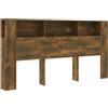 vidaXL Testiera con Contenitore Rovere Fumo 200x18,5x104,5 cm