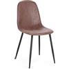Totò Piccinni Sedia IRELIA in similpelle imbottita con gambe in metallo (Cognac 1 Pz)