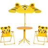 Outsunny Tavolo da Picnic per Bambini con 2 Sedie e Ombrellone Giallo
