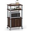 COSTWAY Scaffale da Cucina per Microonde Carrello da Cucina, con Ruote e 2 Ante, Multifunzionale e Movimento Flessibile, 60x40x98 cm (Caffè)