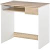 HOMCOM Scrivania Ufficio, 80x45x75 cm Scrivania Salvaspazio con Vassoio Tastiera, Cassetto per Documenti, Tavolo Computer per Casa Studio Ufficio, Rovere e Bianco