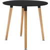 milani home - tavolo da pranzo rotondo 80 cm in plastica e legno, nero, stile scandinavo