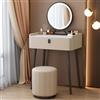 zxhrybh Set da Toeletta, Tavolo Trucco con Specchio Illuminato a LED, Toilette Trucco con Sgabello Imbottito, per Studio Camera da Letto (Color : Champagne, Size : 23.6in/60cm)