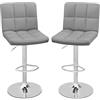 GIANTEX Set di 2/4 Sgabelli Girevoli Altezza Regolabile, Moderni Sgabelli da Bar in Ecopelle con Seduta Regolabile, Poggiapiedi, Base in Metallo, Sgabelli Girevoli Alti per Casa, Pub, Grigio (2)
