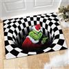 ZKPBTIZL Zerbino Natalizio Grinch 3D Illusion, Tappetino Antiscivolo Tappetino da Comodino per Camera da Letto Soggiorno Tappeto per Arredamento Camera dei Bambini (Nero, 50 * 80 cm)
