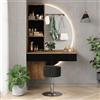 Vicco Tavolo da toeletta Melora, Rovere/Nero 100 cm | ✓ Specchio LED · ✓ Sgabello · 2 Cassetti · Sospeso a parete · con rialzo a ripiani