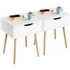Yaheetech 2 Comodini Camera da Letto Comodino con Cassetto Gambe in Legno Mobiletto Organizzatore da Letto 48,5 x 41 x 57,5 cm Tavolini d'Appoggio Tavolino Lato Moderno da Divano Salotto Bianco
