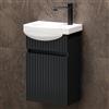 Planetmöbel lavabo con base da 40 cm con lavandino bagno in ceramica, mobiletto sospeso per piccoli bagni e WC ospiti, antracite opaco