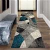 Teppich-Traum Tappeto Moderno Marmo con Design Astratto a Rombi Ondulato in Azzurro Grigio - Resistente Größe 80 x 300 cm