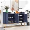 DAHUEN Credenza Sala da pranzo con 4 armadi a ante, armadio da cucina con scomparto, armadio portaoggetti per soggiorno, sala da pranzo, buffet moderno, 133 x 44 x 10 cm (blu)