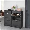 HUOLE Mobiletto portascarpe, Armadio per scarpe, Mobile da ingresso per riporre scarpe, Separatori regolabili, per ingresso con 2 ante ribaltabili, 82 x 52 x 23 cm-Nero (2 pz)