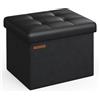 SONGMICS Pouf Contenitore da 41 cm, Cassapanca Pieghevole, Panca Contenitore, Poggiapiedi, per Camera da Letto Ingresso Soggiorno, Nero Semplice LSF100B01