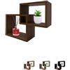 PALUPLUS Mensola da Parete in Legno, Misura 30x9,5x22 cm, 3 Piani d'appoggio, Cubi Sospesi, Ripiani Decorativi da Arredo, per Cucina, Soggiorno, Camera da Letto -7089C (Noce)