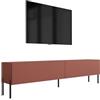 3E 3xE living.com Mobile TV - mattone - 170 x 52 x 32 cm - Gambe dritte nere - Stile moderno