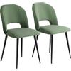 ARunThLana Sedie di 2 da pranzo in velluto con schienale, sedia da cucina, con gambe in metallo nero, sedia relax, per soggiorno, camera da letto, sala da pranzo,verde
