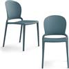 REDÒKASA Set 2 sedie in polipropilene JASMINE, impilabile, resistente ai raggi UV, design moderno, ideale per sala da pranzo, cucina, sala d'attesa, bar, ristoranti o giardino (Avio, 2)