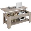 Yaheetech Tavolino da Caffè Rialzabile Tavolo da Salotto con Porta Rassegne Mobile Portaoggetti da Pranzo Industriale per Soggiorno Camera da Letto 120 x 59 x 49,5 cm Grigio