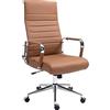 CLP Sedia ergonomica da ufficio Kolumbus in vera pelle, sedia da scrivania regolabile in altezza, con rotelle, portata fino a 150 kg, Colore:marrone chiaro