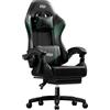 HLFURNIEU Sedia Gaming Ergonomica, Sedia Gamer con Poggiatesta e Poggiapiedi Telescopico, Poltrona Gaming con Supporto Lombare, Schienale Regolabile 90°-135°, Nero e Verde