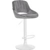 CLP Sgabello da bar Milet regolabile in altezza con schienale, imbottito in velluto, sedia da bancone girevole con struttura in metallo Colore:grigio scuro;Colore del telaio:bianco