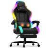 Devoko Sedia da Gaming con Massaggiante Schienale Regolabile 90-135°, Sedia Gaming con LED e Poggiapiedi Telescopico,Poltrona Ergonomica Portata 150 kg (Nero)