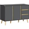 HOMCOM Credenza inferiore - Mobile portaoggetti su gambe stile scandinavo, 2 ante 3 cassetti, 120 x 40 x 80 cm, colore: Grigio antracite