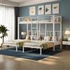 Wyibwy Letto a tre posti, 90 x 200 cm，letto a castello triplo con parapetto anticaduta e tavolo,letto in metallo con scala, letto triplo in ferro, per bambini, ragazzi, adulti,Senza materasso,Bianco