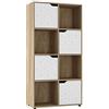 URBNLIVING Libreria a cubo in legno di quercia geo geometrica porta espositiva scaffale portaoggetti armadio… (porta bianca, 2x4 cubi (8 cubi))