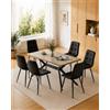 LEWE Tavolo da pranzo in legno chiaro con 6 Nero Sedie in Velluto | Tavolo Rettangolare da 140 x 80 cm, Gambe Sedie e Tavolo in Metallo, Ergonomico, Ideale per Sala da Pranzo Cucina Soggiorno