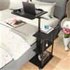 Chleby Scrivania con ruote Tavolino con Presa, Tavolo per computer portatile altezza regolabile, desktop può essere capovolto, Tavolino con ruote, Tavolino da caffè, Tavolo da letto nero