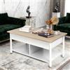 HUOLE Tavolo basso, tavolo da salotto sollevabile, con portaoggetti nascosto e scomparti aperti, piano sollevabile integrale rettangolare inferiore, design industriale, 90 x 48 x 62 cm (A)
