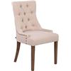 CLP Poltrona Da Pranzo Aberdeen Stile Chesterfield I Sedia Soggiorno Tavolo Moderna In Tessuto Imbottita Alto Schienale I Legno Di Caucciù, Colore:panna, Colore della cornice:antico chiaro