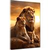 ARTEDinoi Quadro Moderno Stampa su Tela Africa Tramonto Famiglia di Leoni Canvas Dimensione 75x100x2cm