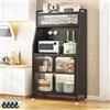 YOIZO Scaffale Cucina Scaffale da Cucina Nero 36x86x162cm, con Porte e Ripiani, Scaffali da Panettiere in Metallo Salvaspazio a 5 Livelli, 4 Piedini Regolabili e Ruote Girevoli (Nero, 86cm)