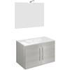 Savinidue Mobile Bagno con Lavabo Specchio Led 80cm 2 ante Rovere grigio