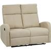 Totò Piccinni Divano Relax 2 POSTI EUREKA, Reclinabile Manuale con Maniglia Laterale, Imbottitura Ergonomica, Struttura in Legno (Tessuto Beige New)