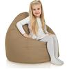 Italpouf Poltrona Sacco L Bambini, Interno ed Esterno, Riempimento Perle Polistirolo, Sfoderabile, Impermeabile, Certificato, Beige, 90x77 cm